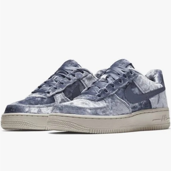 Nike Air Force 1 Low LV8 Dark Sky Blue Crushed Velvet Sneakers! - Picture 3 of 9